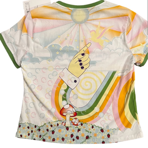NWT House of Sunny Cropped Tee Mushroom Peace Unicorn Submarine Stars Bubble Sun - Picture 4 of 9